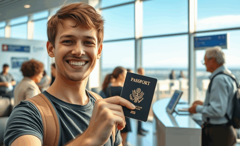 Bild eines Reisepasses mit verschiedenen Stempeln, der die erfolgreiche Nutzung zeigt.