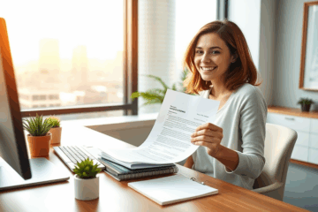 Jemand, der erfolgreich einen Kredit erhalten und Schulden beglichen hat, um seine finanzielle Situation zu verbessern.