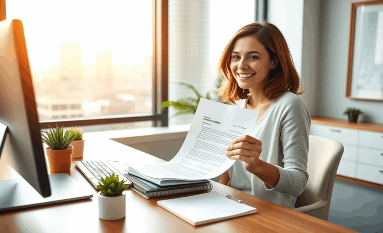 Jemand, der erfolgreich einen Kredit erhalten und Schulden beglichen hat, um seine finanzielle Situation zu verbessern.