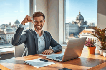 Person, die Dokumente für einen Kredit im Ausland vorbereitet.